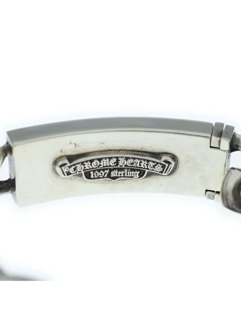 Chrome Hearts ID Floral Crs Cross ID Classic Link Bracelet Silver
